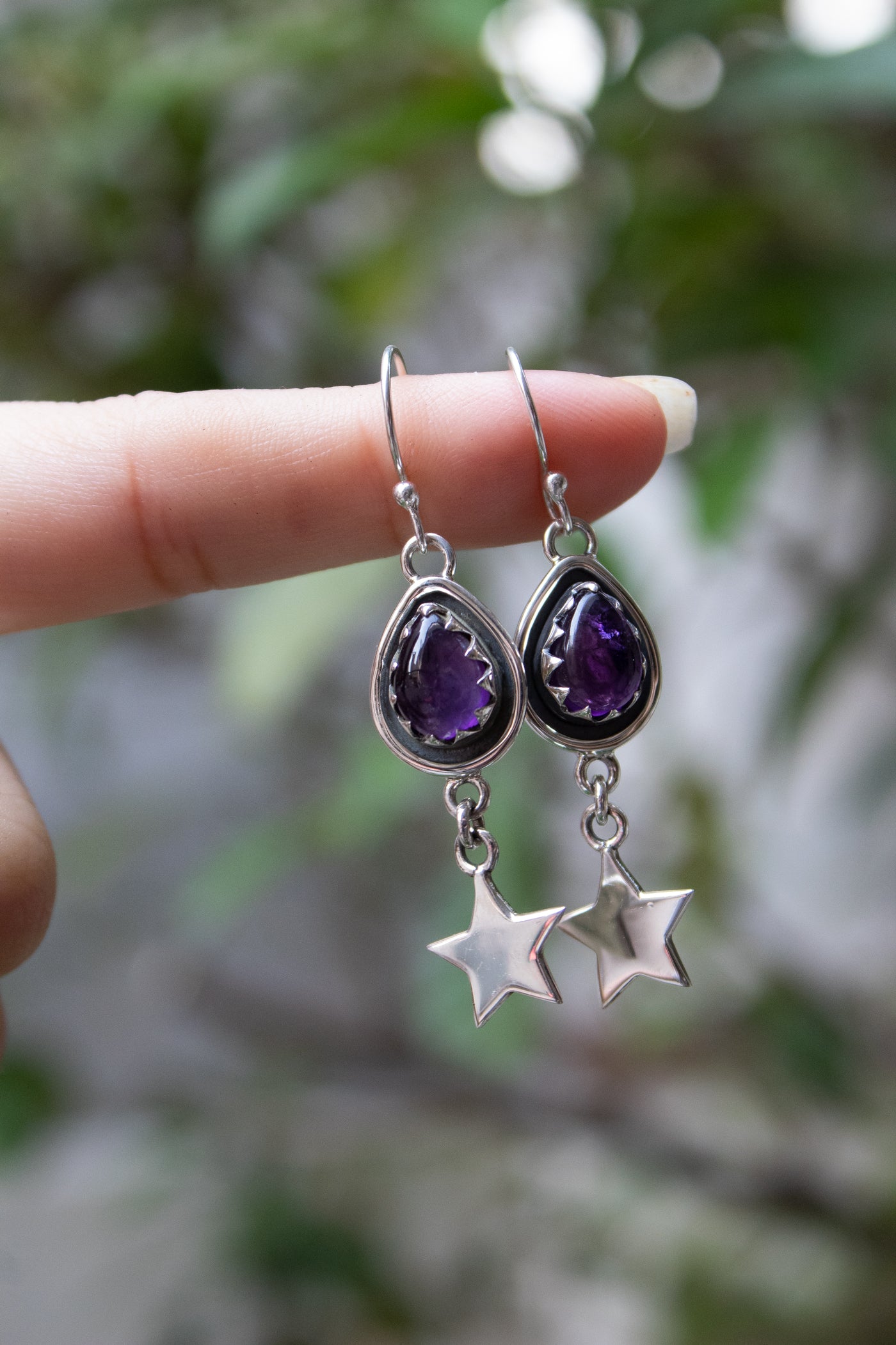 Starborn Whispers: Amethyst Earrings, AE-7538