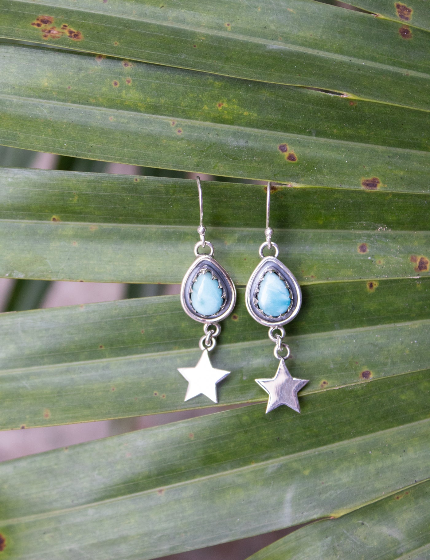 Starborn Whispers: Larimar Earrings, AE-7539