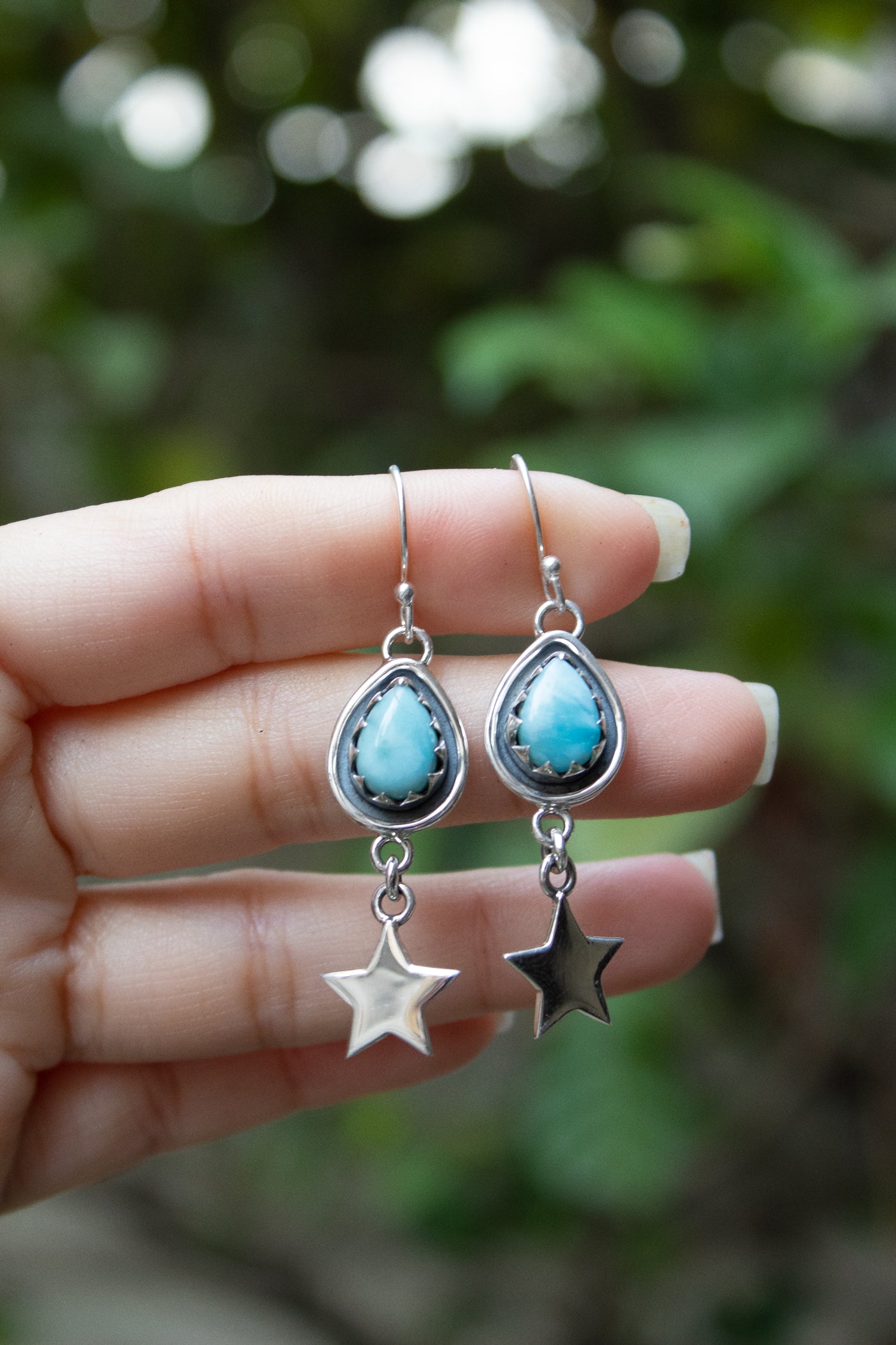 Starborn Whispers: Larimar Earrings, AE-7539