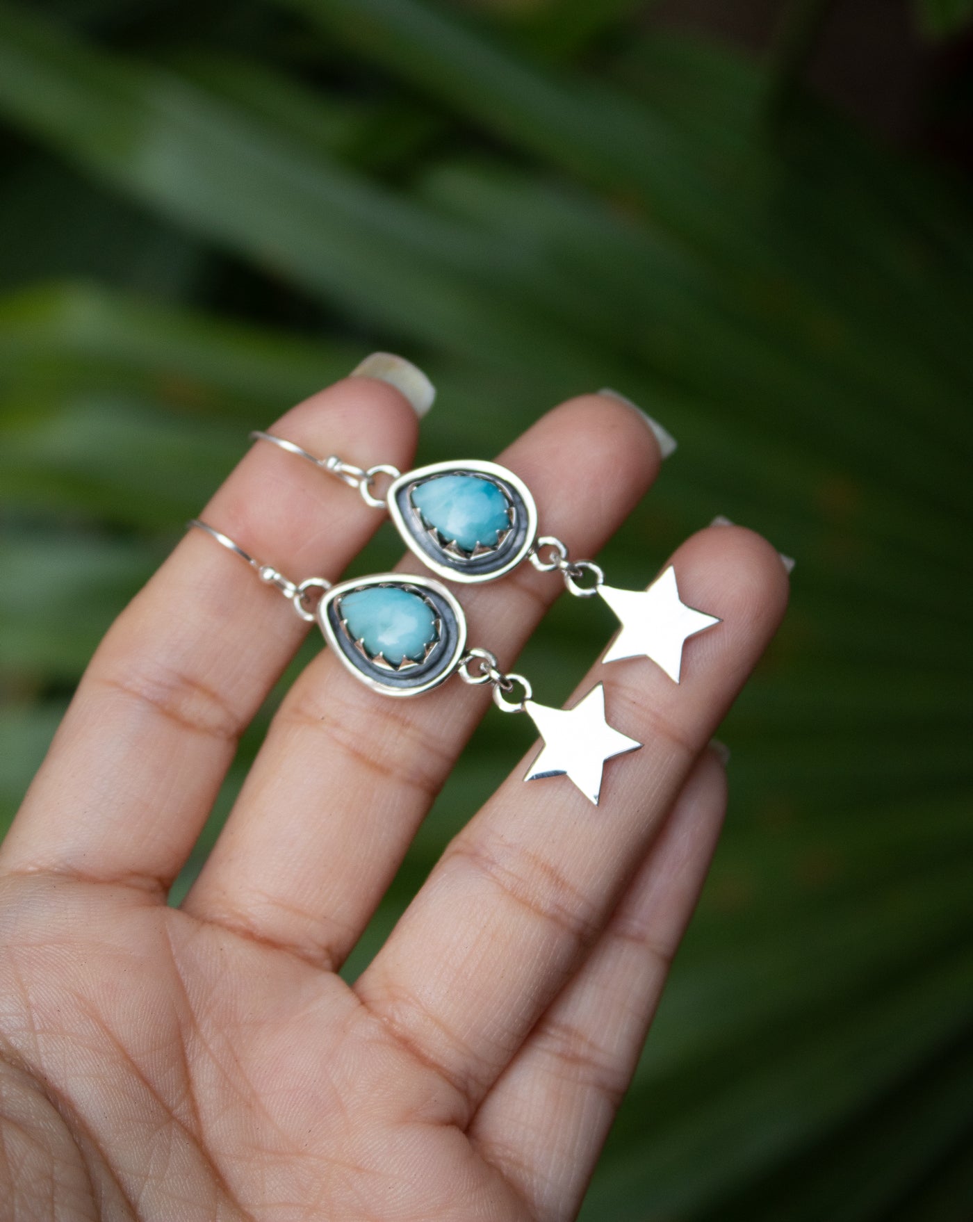 Starborn Whispers: Larimar Earrings, AE-7539