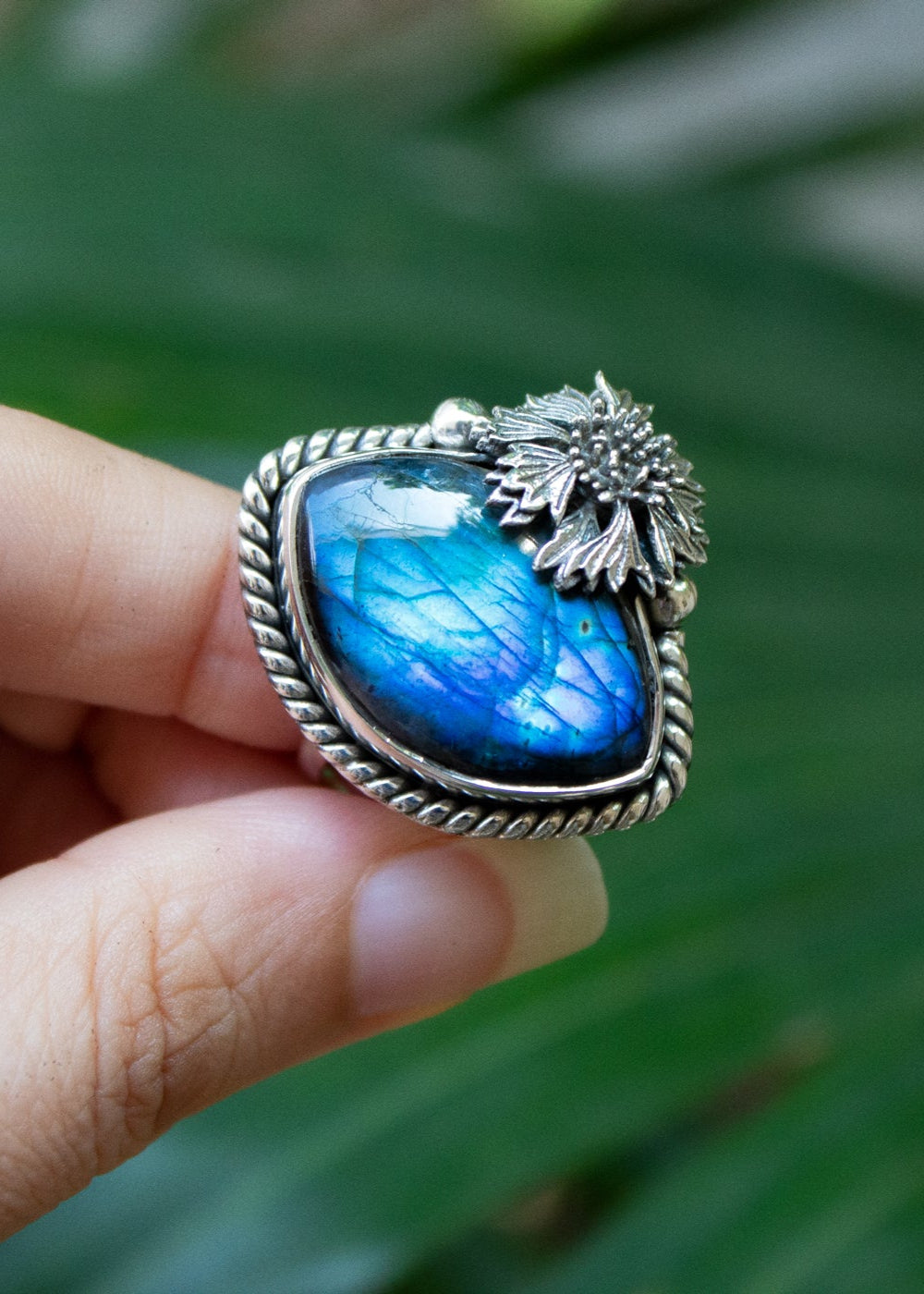 Labradorite Floral Ring, AR- 7136