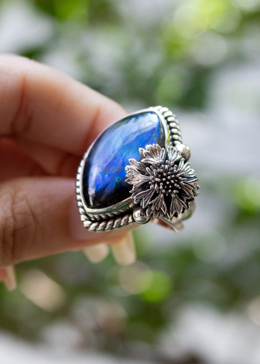 Labradorite Floral Ring, AR- 7136