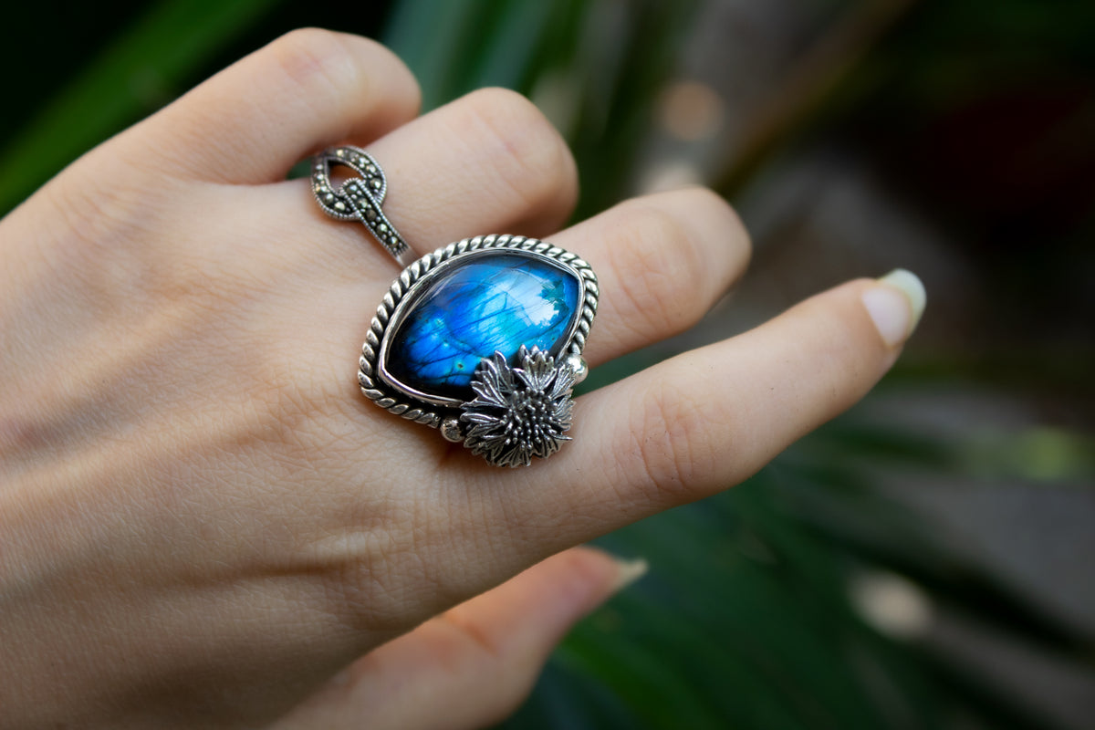 Labradorite Floral Ring, AR- 7136