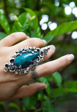 Whispers of the Verdant Serpent – Chrysocolla Ring, AR- 7561