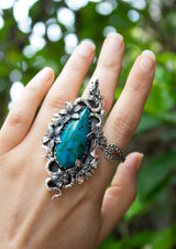 Whispers of the Verdant Serpent – Chrysocolla Ring, AR- 7561