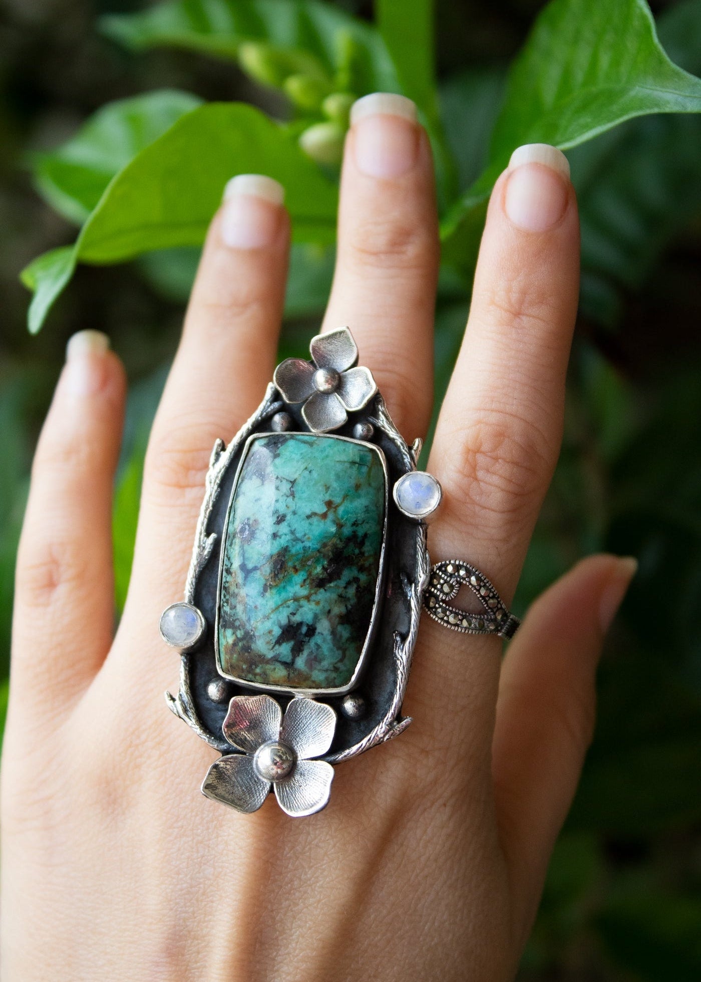 Bague Turquoise Florale, AR-6770