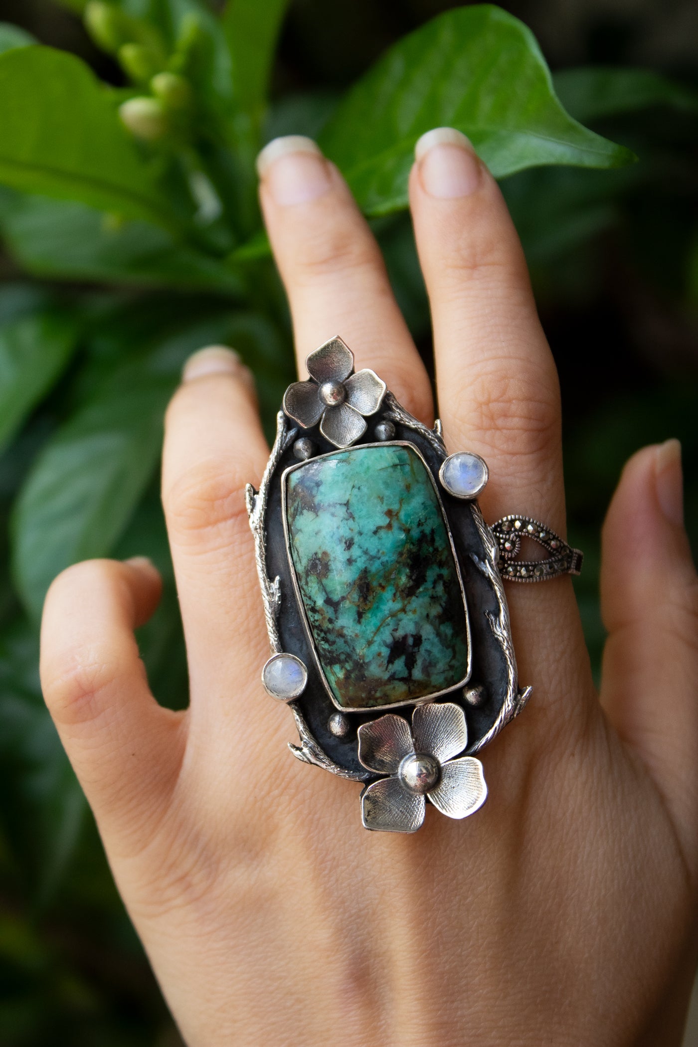 Bague Turquoise Florale, AR-6770