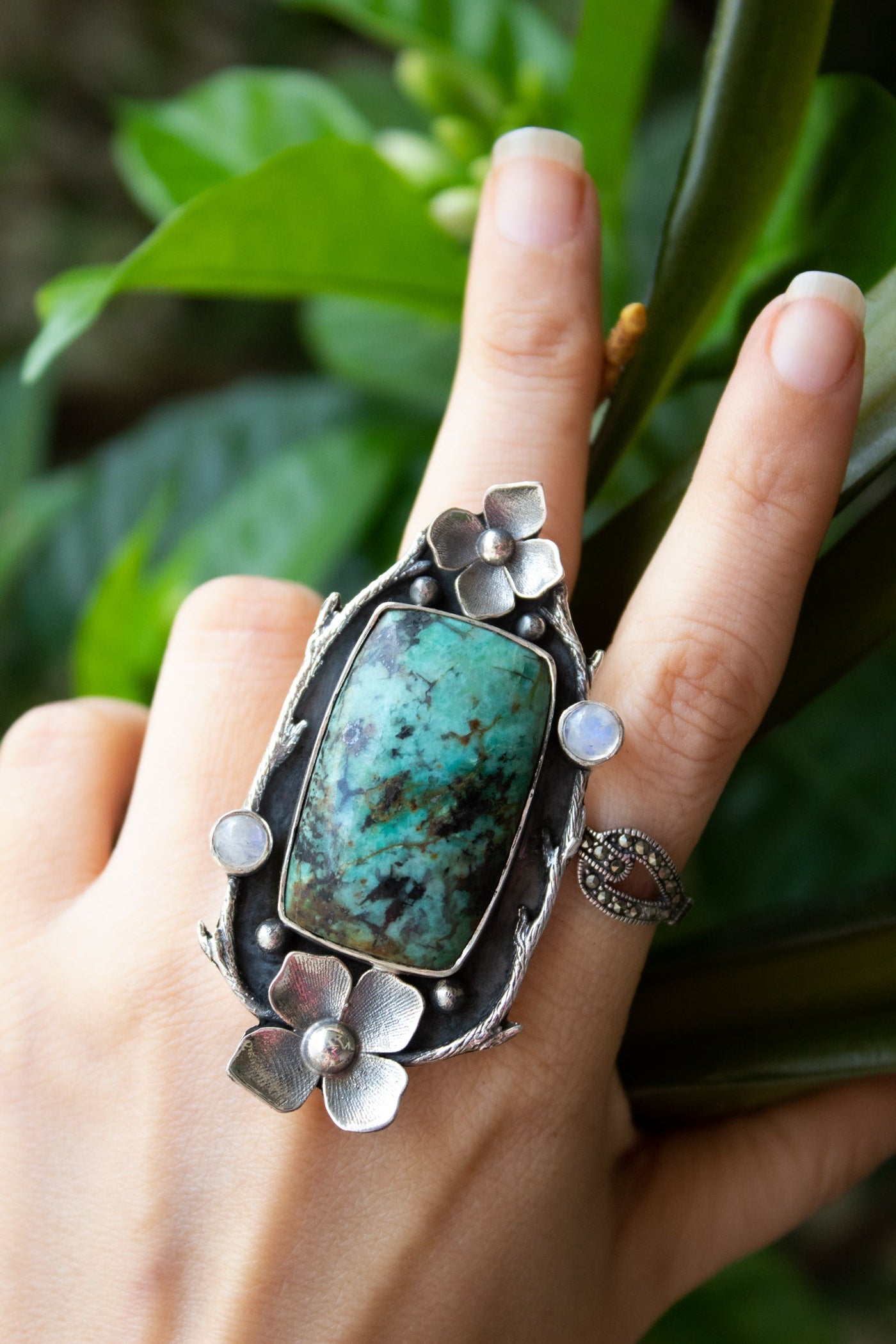 Bague Turquoise Florale, AR-6770