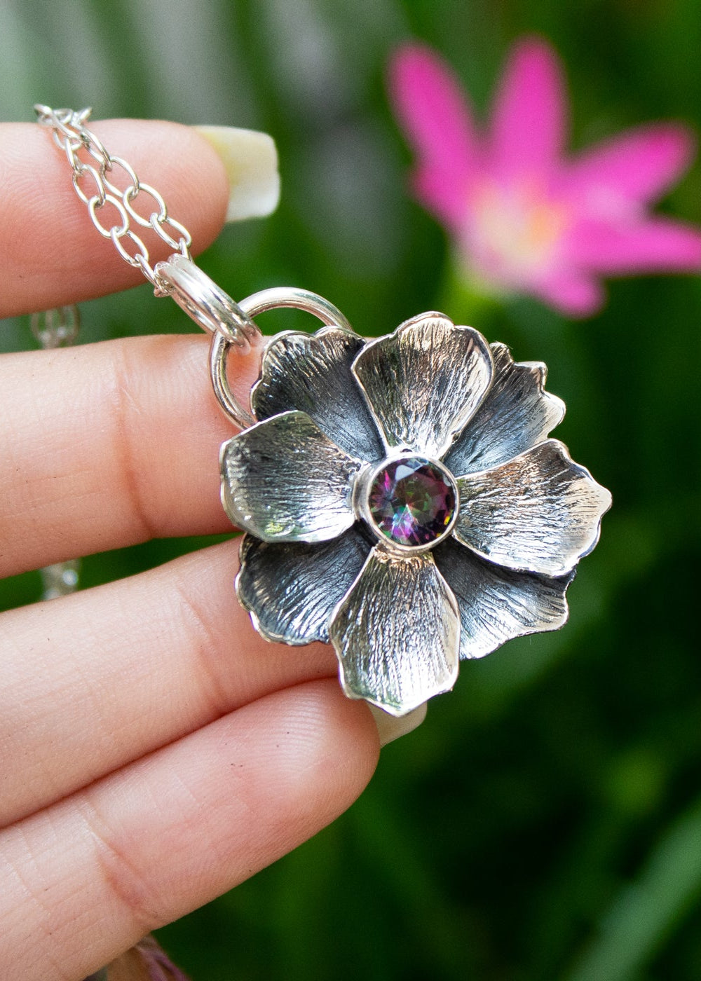 Floral Pendant with Mystic Topaz, AP -7134