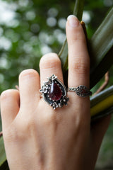 Twilight Petals: Garnet Ring, AR-7564