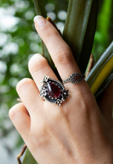 Twilight Petals: Garnet Ring, AR-7564