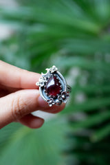 Twilight Petals: Garnet Ring, AR-7564