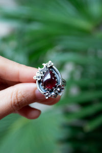 Twilight Petals: Garnet Ring, AR-7564