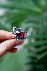 Twilight Petals: Garnet Ring, AR-7564