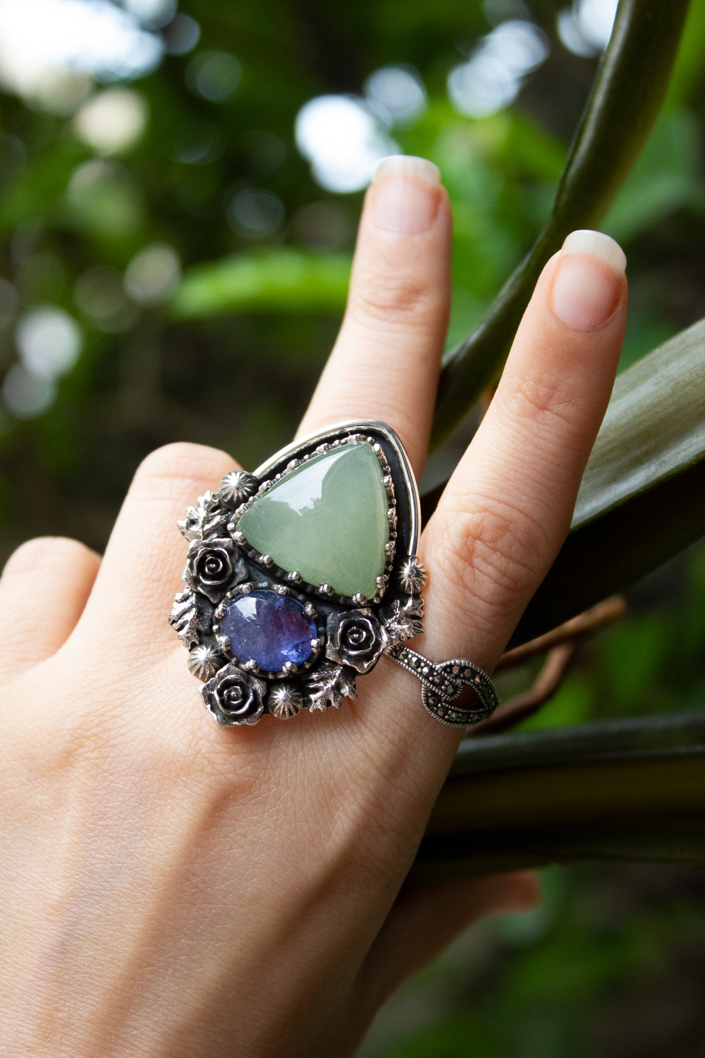 Garden of Dreams Ring – Aquamarine & Tanzanite, AR-7554