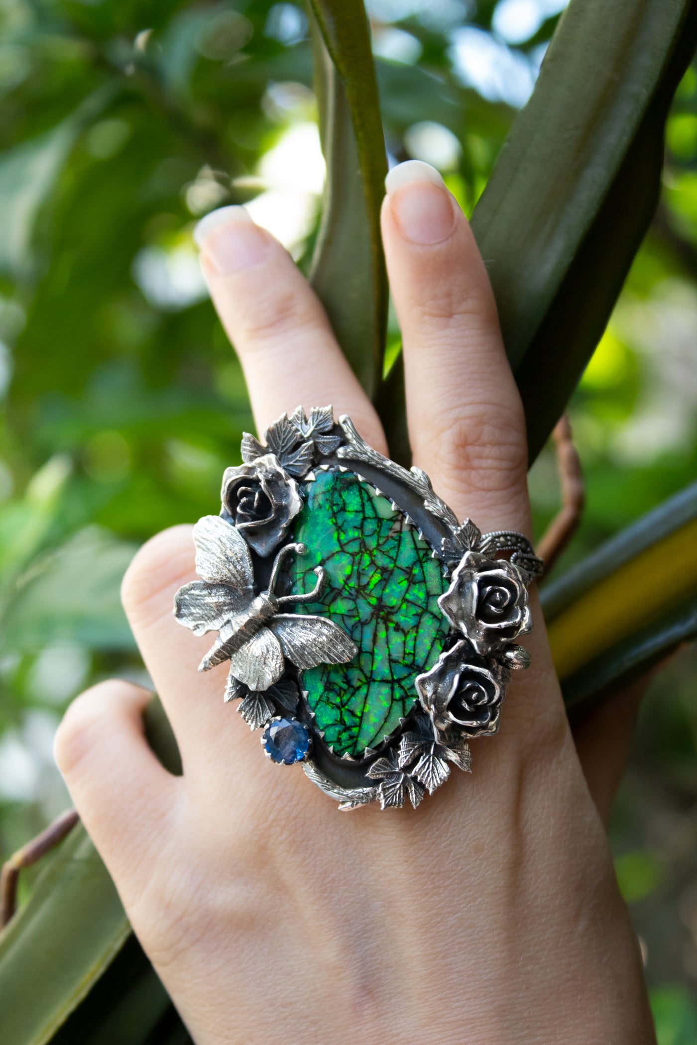 Enchanted Metamorphosis – Monarch Opal Butterfly Ring, AR-7559