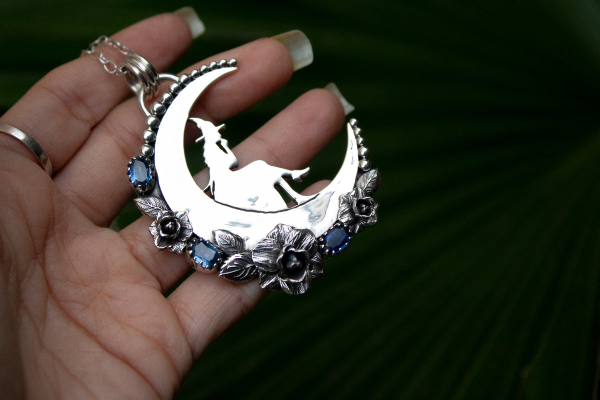 Enchanted Moonlit Witch Pendant, AP-7127