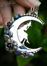 Enchanted Moonlit Witch Pendant, AP-7127