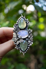 Garden of Dreams: Prehnite & Moonstone Ring, AR-7572
