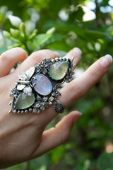 Garden of Dreams: Prehnite & Moonstone Ring, AR-7572