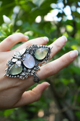 Garden of Dreams: Prehnite & Moonstone Ring, AR-7572