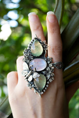 Garden of Dreams: Prehnite & Moonstone Ring, AR-7572