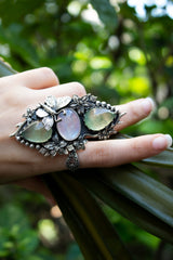 Garden of Dreams: Prehnite & Moonstone Ring, AR-7572