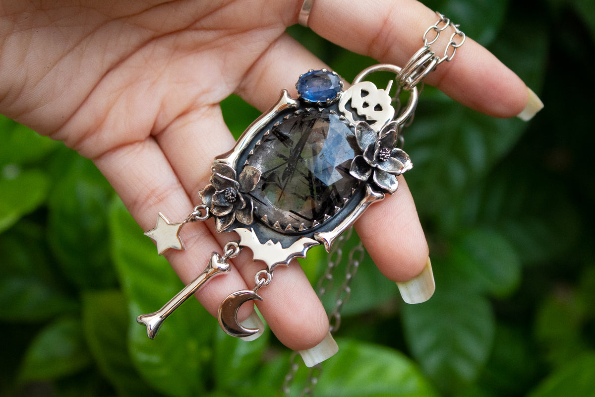 Haunting Elegance Black Rutilated Quartz Pendant, AP-7144