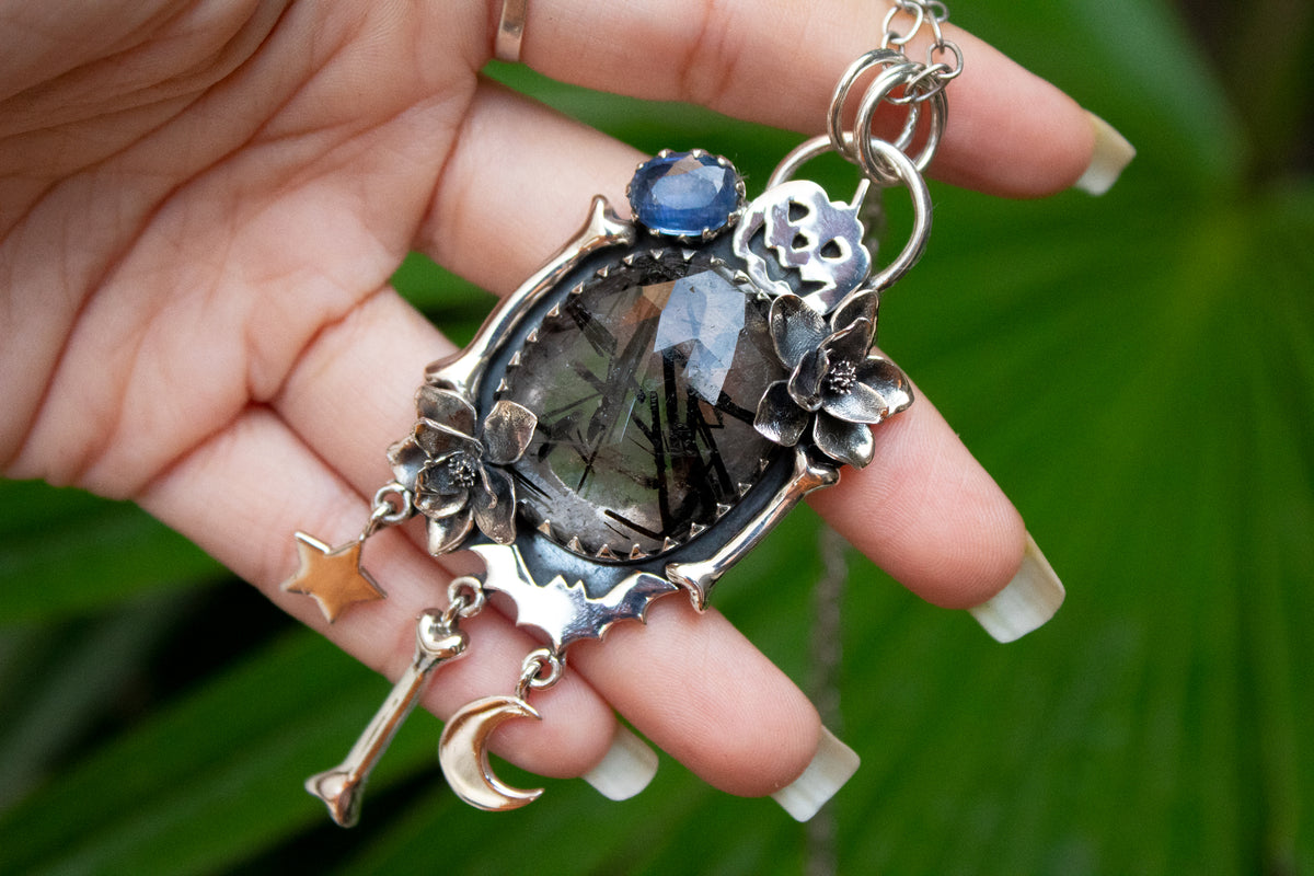 Haunting Elegance Black Rutilated Quartz Pendant, AP-7144