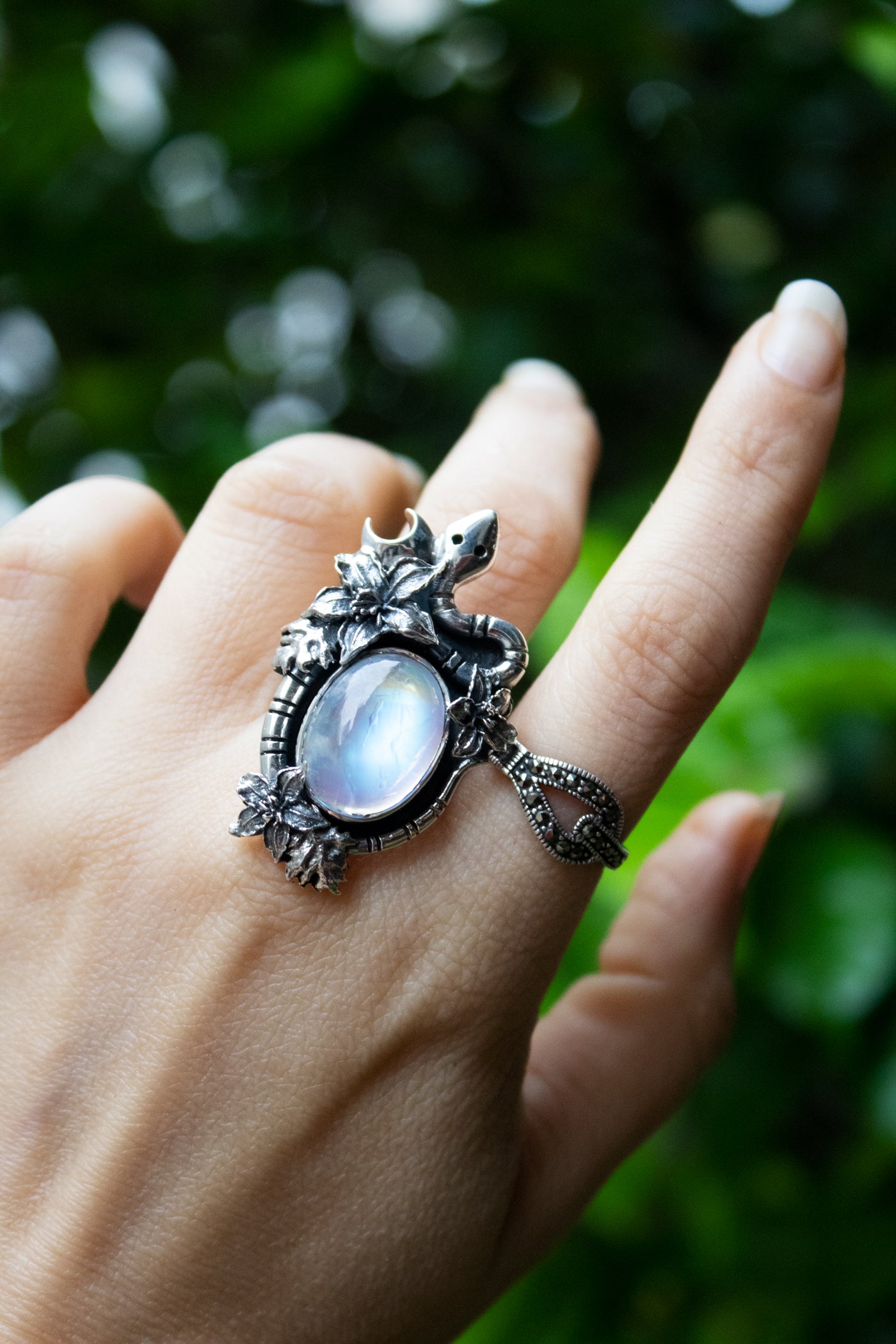 Celestia Serpent Moonstone Ring, AR-7578