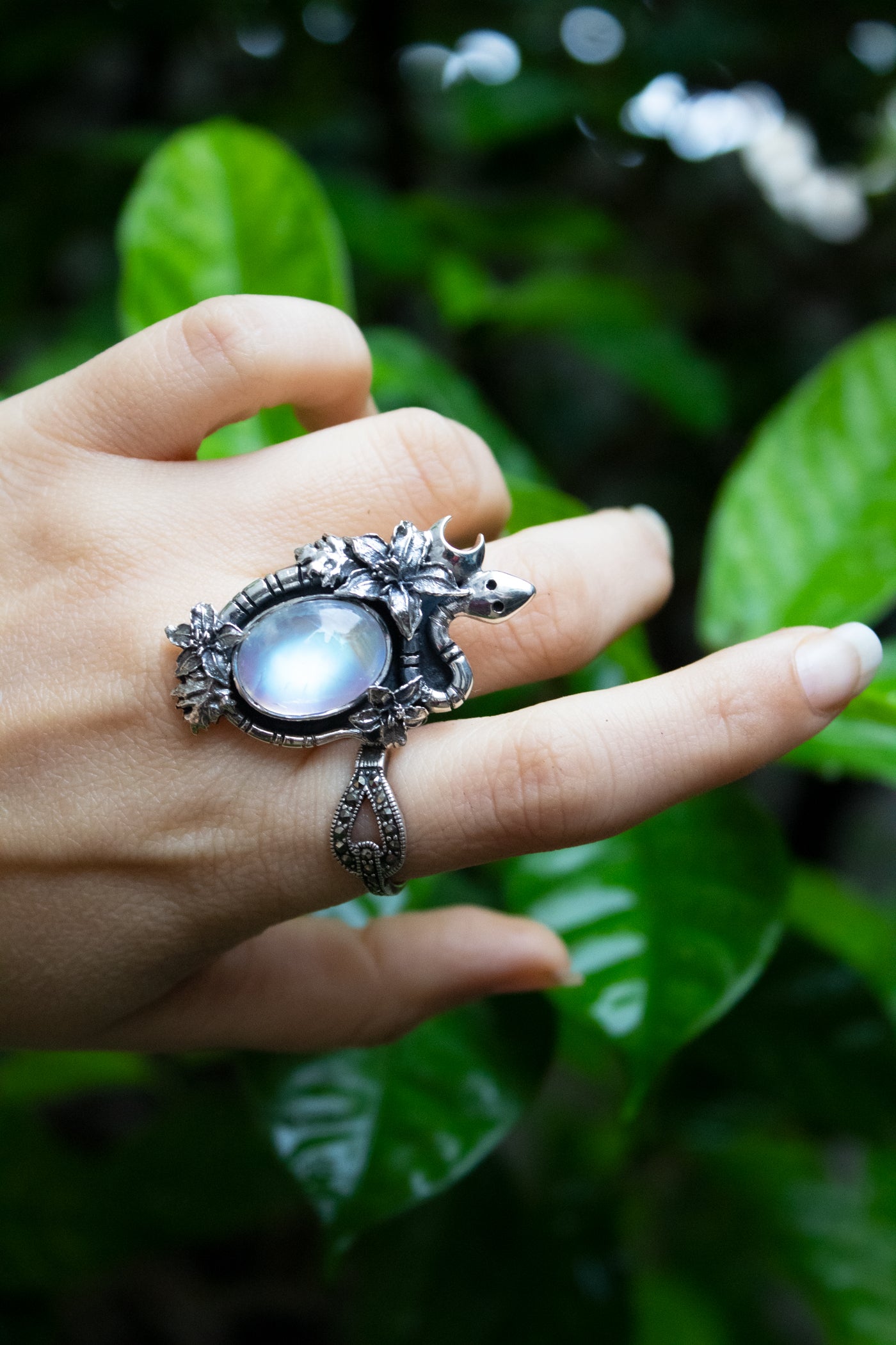 Celestia Serpent Moonstone Ring, AR-7578