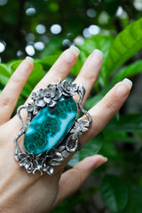 Serpent in Bloom – Chrysocolla Statement Ring, AR-7597