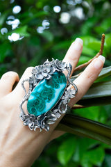 Serpent in Bloom – Chrysocolla Statement Ring, AR-7597