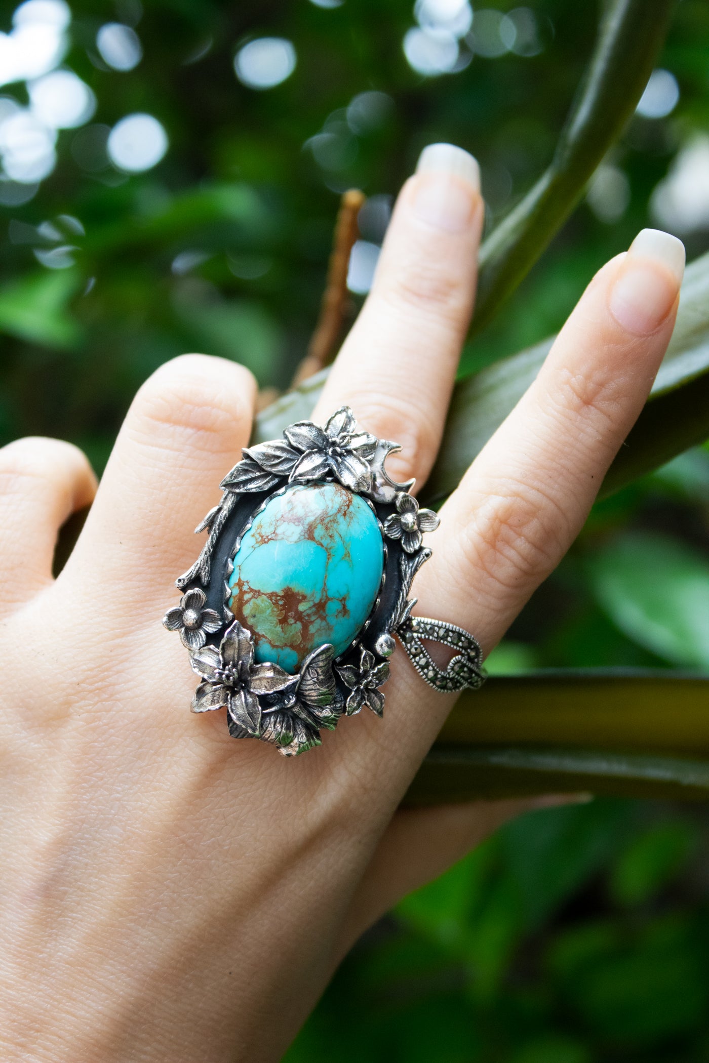 Whispers of Earth & Bloom: Turquoise Ring, AR-7582