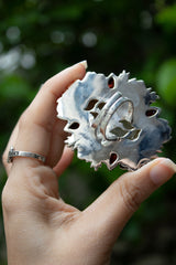 Celestial Rose Garden Ring – Rutilated Quartz & Garnet, AR- 7579