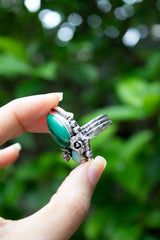 Verdant Bloom Ring – Malachite & Opal, AR-7580