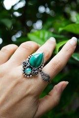 Verdant Bloom Ring – Malachite & Opal, AR-7580