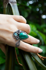 Verdant Bloom Ring – Malachite & Opal, AR-7580