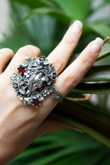 Flora’s Vigil: Sterling Silver Garnet Ring, AR- 7583