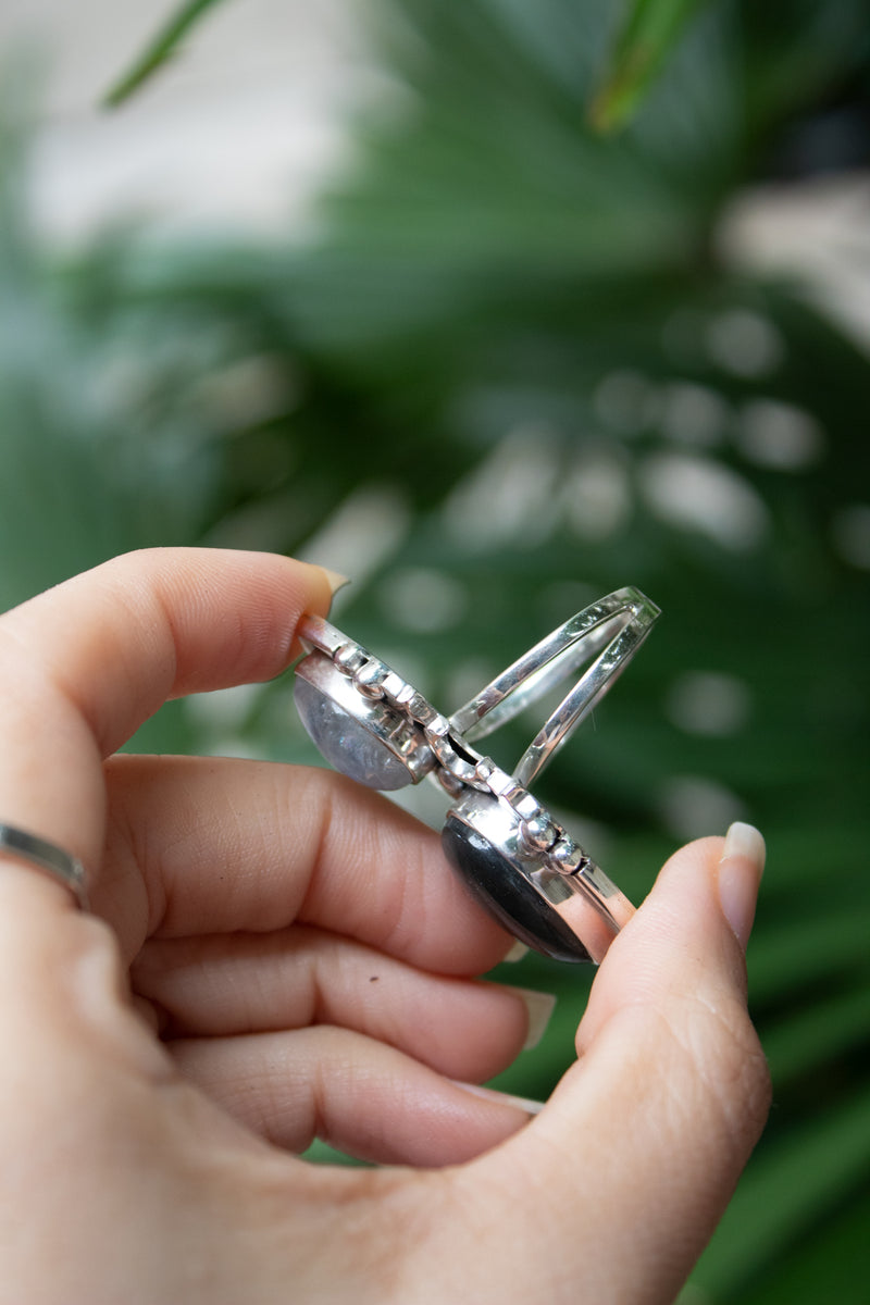 Stellar Tides – Labradorite & Moonstone Celestial Ring