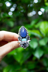 Celestial Rose" — Tanzanite & Ethiopian Opal Crescent Ring, AR- 7588