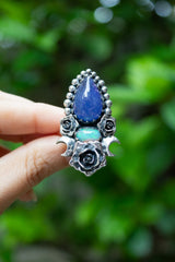 Celestial Rose" — Tanzanite & Ethiopian Opal Crescent Ring, AR- 7588