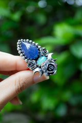 Celestial Rose" — Tanzanite & Ethiopian Opal Crescent Ring, AR- 7588