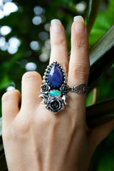 Celestial Rose" — Tanzanite & Ethiopian Opal Crescent Ring, AR- 7588