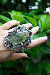 Forest Sentinel" — Prehnite & Smokey Quartz Ring, AR- 7584