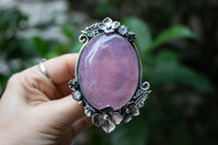 Rose Quartz Ring, Statement Ooak Ring, AR-6812