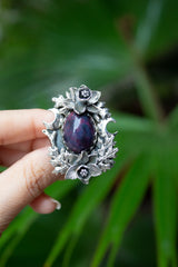 Nocturne Bloom - Black Opal Ring, AR- 7586