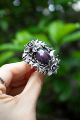 Nocturne Bloom - Black Opal Ring, AR- 7586