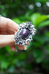 Nocturne Bloom - Black Opal Ring, AR- 7586