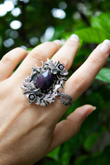 Nocturne Bloom - Black Opal Ring, AR- 7586